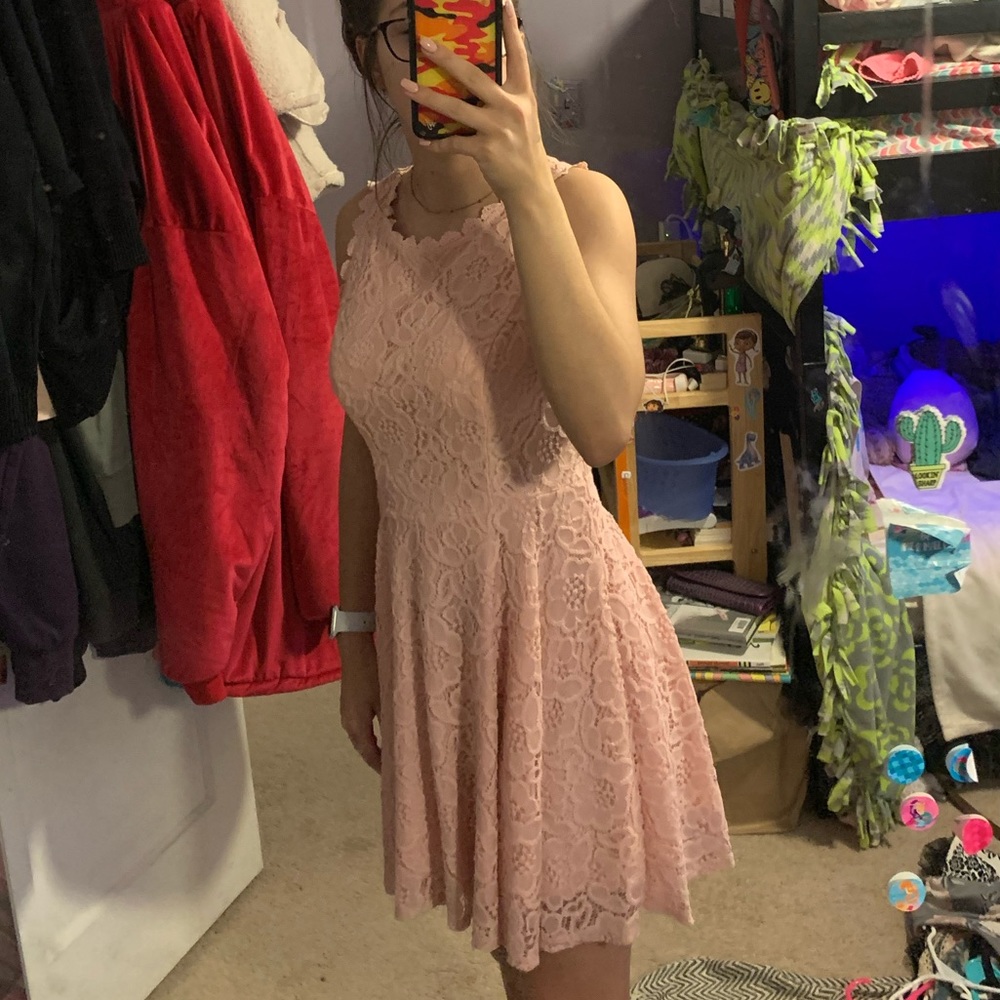Pink Floral Lace Dress